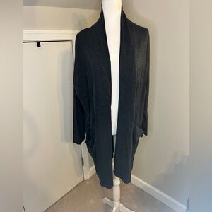 EILEEN FISHER Gray Charcoal Tencel Pocket Cardigan Open Front Long Sleeve Medium